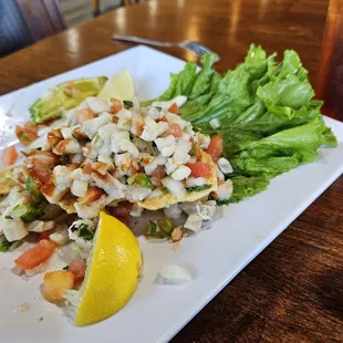 a plate of crab salad