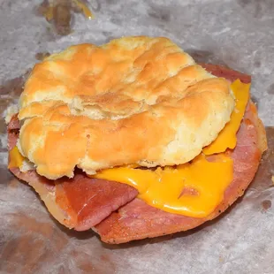 Ham,Egg &amp; Cheese Biscuit (awful biscuit &amp; they left the egg off): Country Kitchen