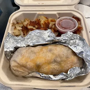 Ordered for pick up: breakfast burrito with bacon &amp; sausage. Every bite had so much flavor.