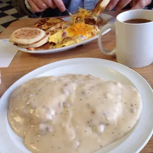 One biscuit and sausage gravy for $4. Yum!