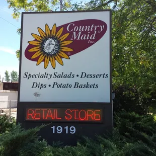 a sign for a retail store