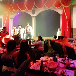 a band performing on stage