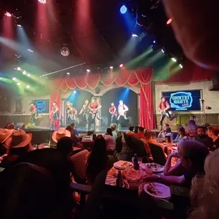 a band performing on stage