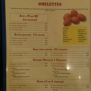 Country Omelette menu
