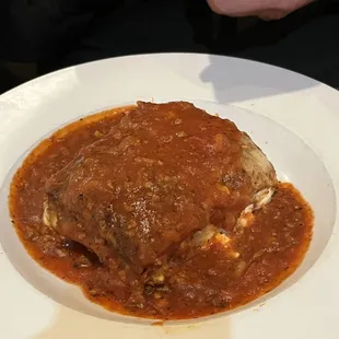Lasagna....BF is not a fan of ricotta. Asked the waitress, she said there wasn&apos;t any in there but the whole bottom layer was ricotta