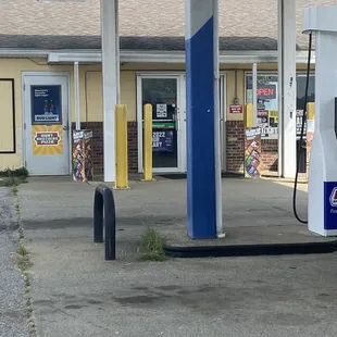 a gas station with a gas pump