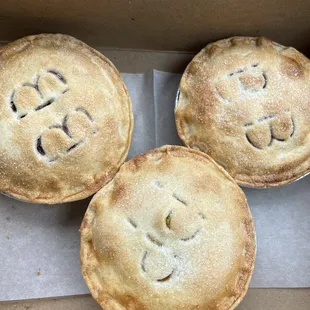 three pies in a box