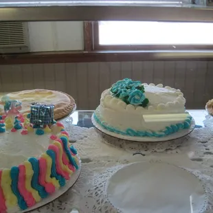 a variety of cakes