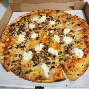 3 cheese NY style pizza w mushrooms