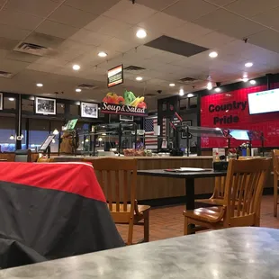 early morning. they are working on the buffet. starts at noon on sundays.