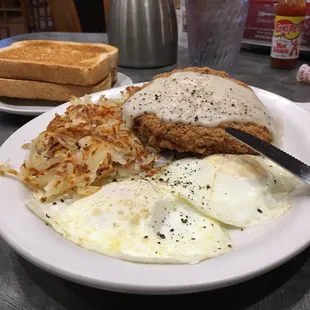 chicken fried steak &amp; eggs