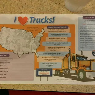 Kids menu
