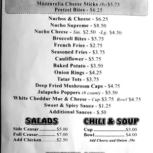 a menu for a restaurant