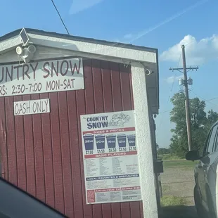 Menu and hours of operation 2:30pm-7pm Monday-Saturday