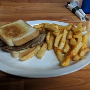 Ribeye sandwich with fries