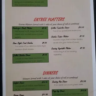 a menu for a restaurant