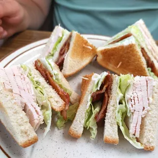 a plate of sandwiches on a table