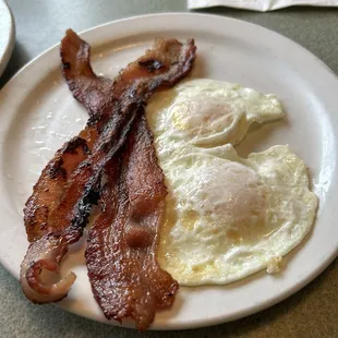 Over medium eggs with bacon
