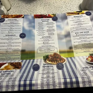 a menu on a table