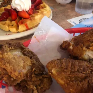 Bone in Chicken and waffles