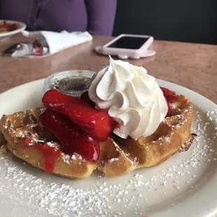 Waffle with strawberries