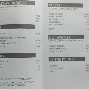 BBQ menu
Prices/available food subject to change and availability
Call ahead orders welcomed.