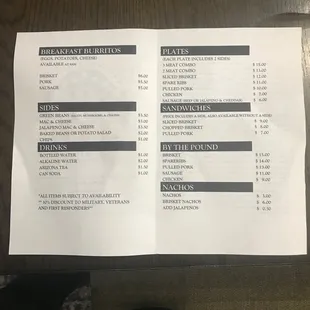 menu