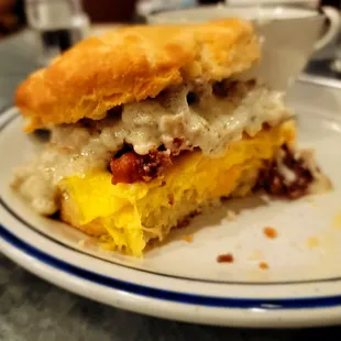 Biscuit Sandwich after I added sausage gravy