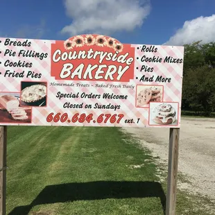 a sign for a bakery