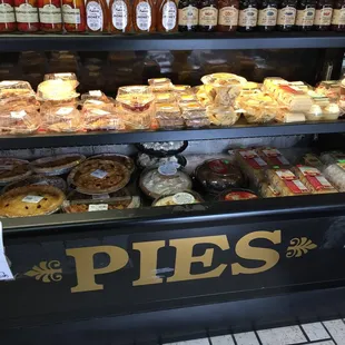 a display of pies and pastries