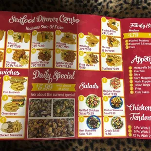 a menu for a restaurant