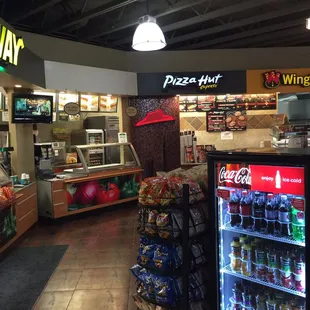 Several fast foods inside.