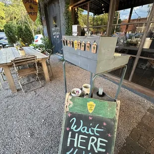 Outdoor host stand and seating