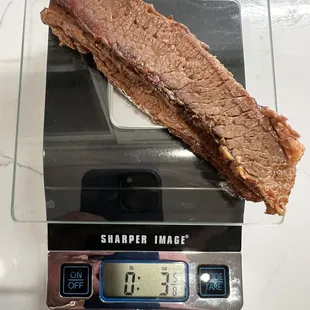 Three slices of brisket equalled 3 ounces.