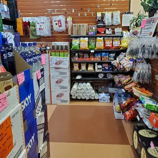 a view of a liquor aisle