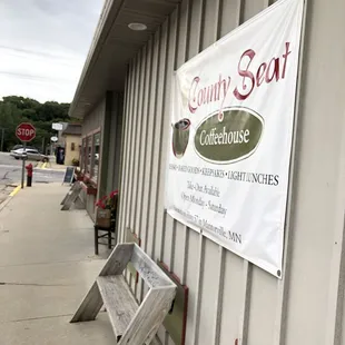 a sign on the side of a building