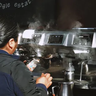 making coffee