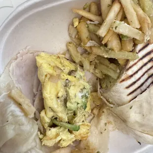 I took out the fries and there is very little avocados , and very few turkey slices inside.