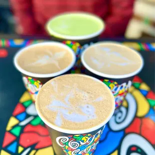 Elephant vanilla, tiger spice, matcha latte