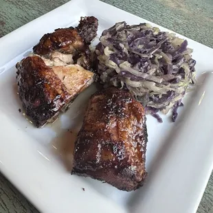 Jerk Chicken with a side of Cabbage