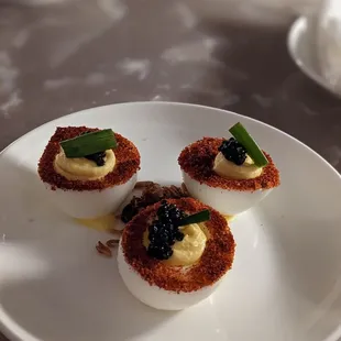 Deviled eggs with caviar