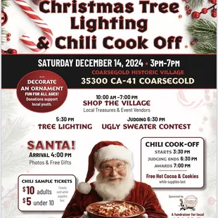 come to this years Christmas tree lighting and Chili cookoff