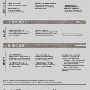 Menu for Courses Restaurant