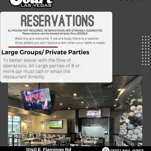 We have more tables now for walk ins now