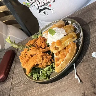 Chicken and peach cobbler waffles
