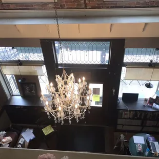 View of foyer entrance from upper level