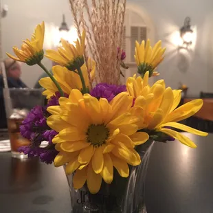 Fresh flowers on every table, so sweet!