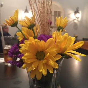 Fresh flowers on every table :)