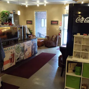 the interior of a coffee shop