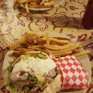 Chicken Soulvaki and fries